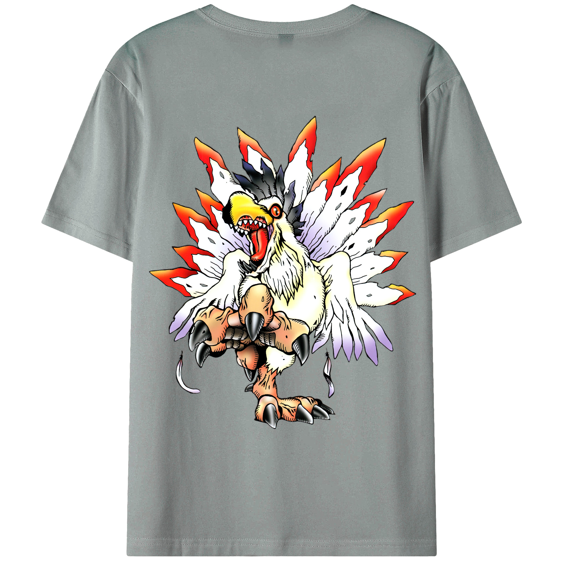 （画像用） Digimon デジタルモンスター/デジモン 綿100％ メンズ半袖Tシャツ（バックプリント） 通気性